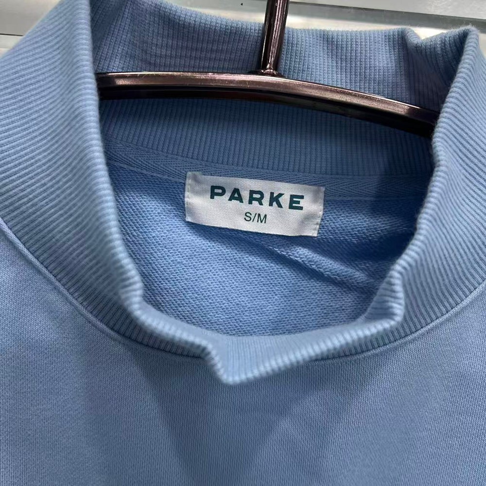 PARKE Light Blue Mock Neck Varsity Sweatshirt S/M - Picture 5 of 6